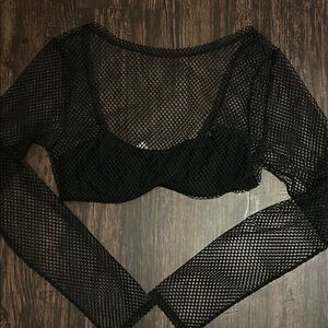 Urban Outfitters Black Mesh Crop Top